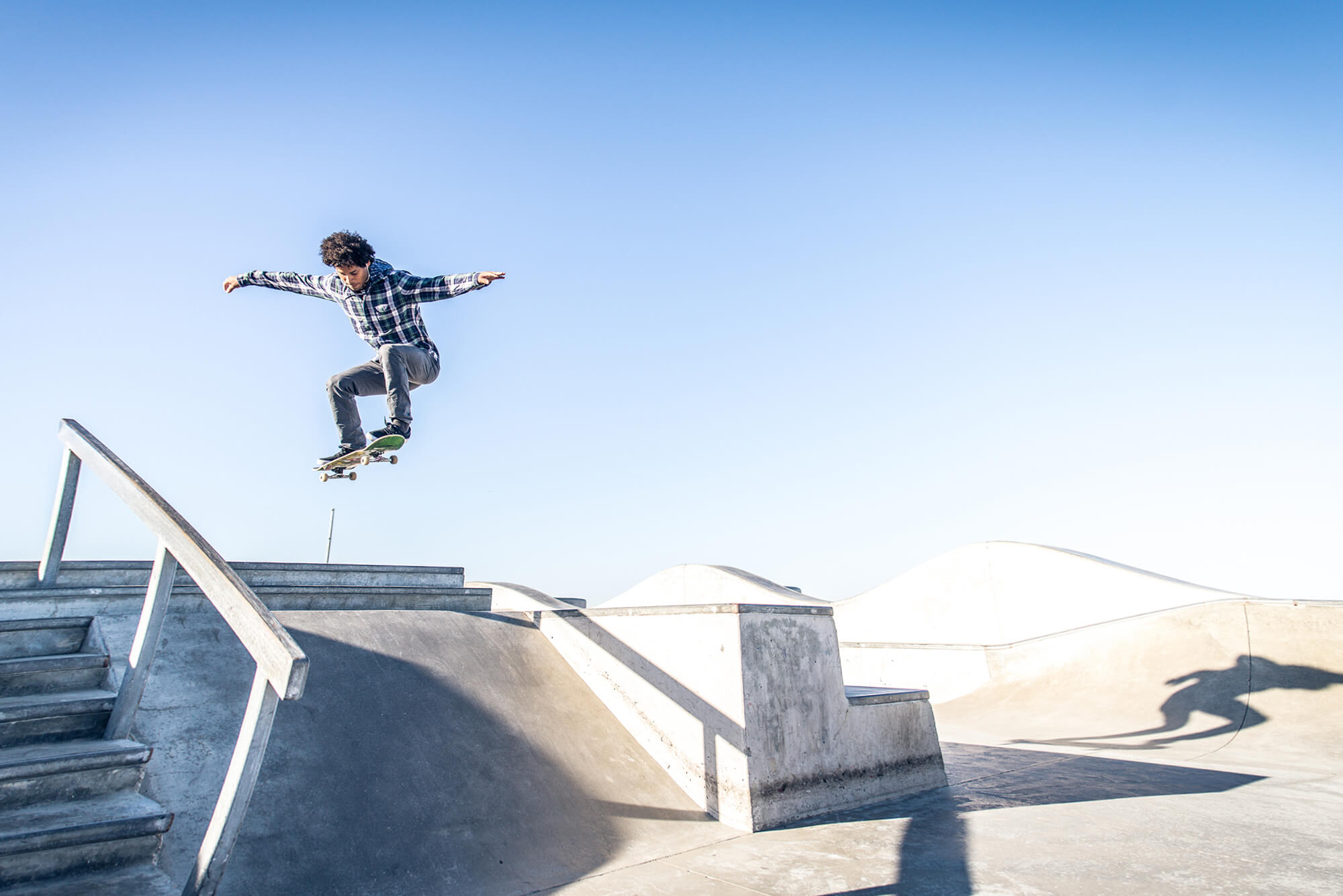 Skateboarder performing a jump