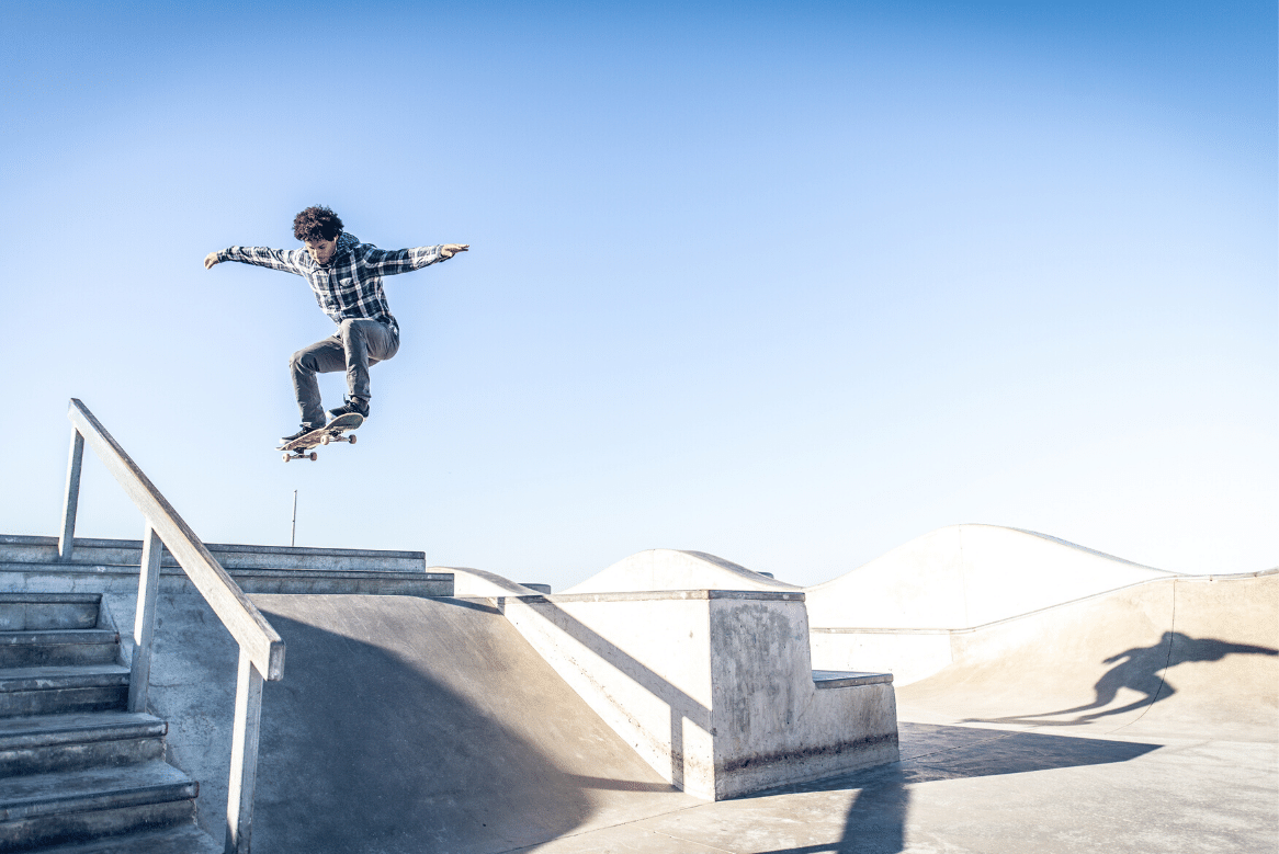 Skateboarder performing a jump