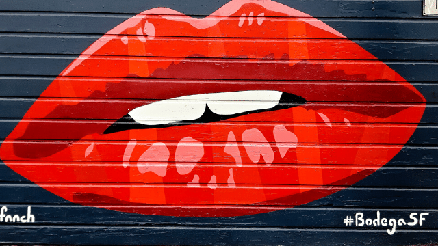 Lips on a graffiti wall