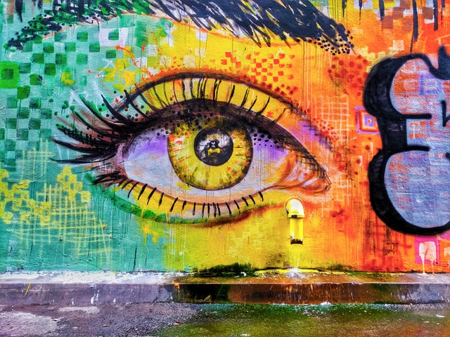 An eye on a graffiti wall